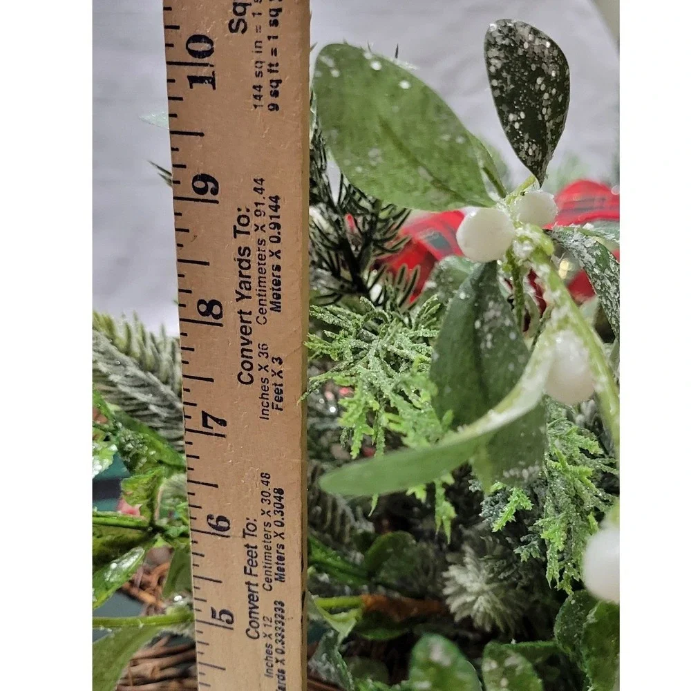 Rustic Wreath Natural Grapevine Green Buffalo Plaid Christmas one of a kind